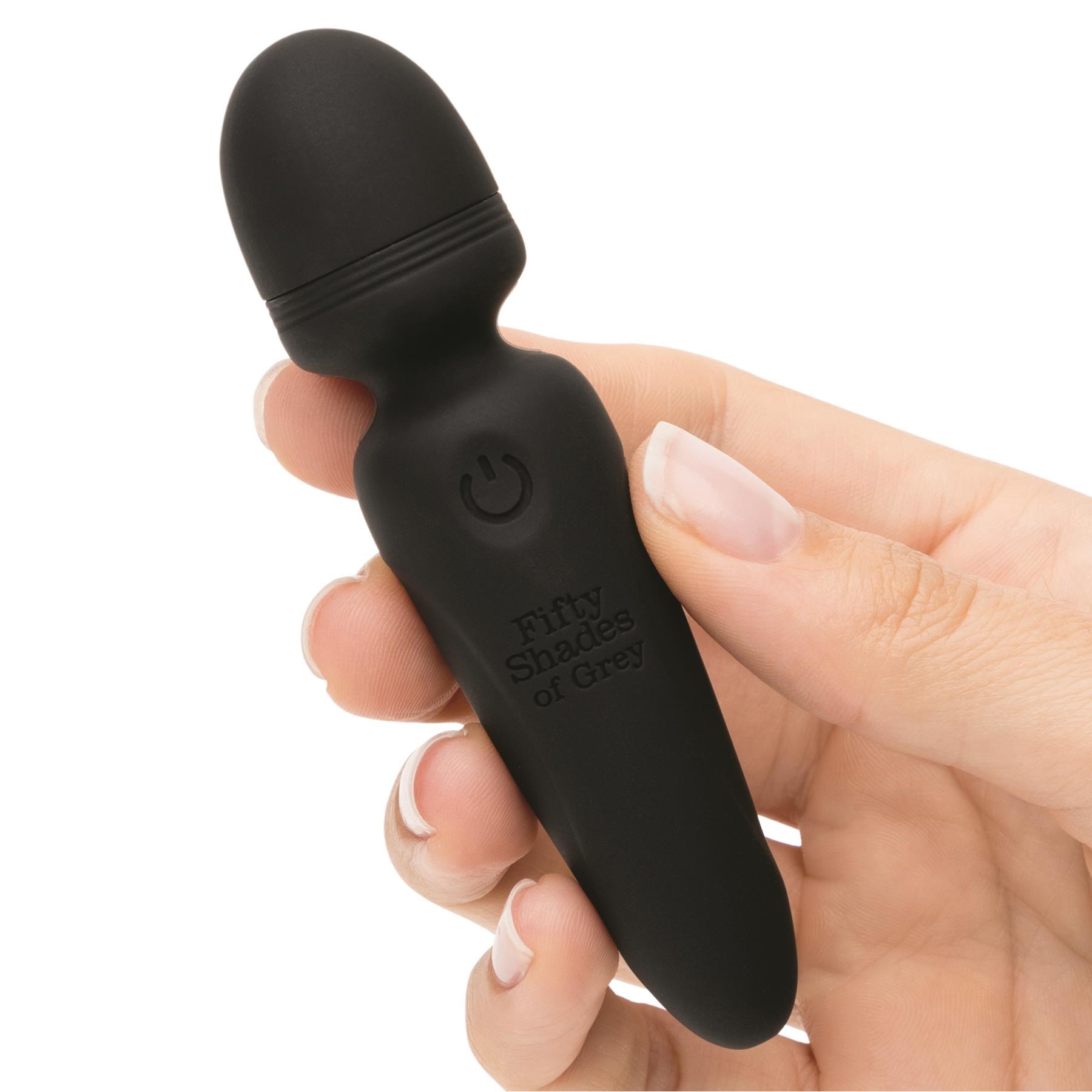 Fifty Shades of Grey Sensation Mini Wand Massager Hand Shot to Show Size