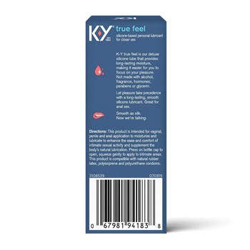 K-Y True Feel Premium Silicone back of box
