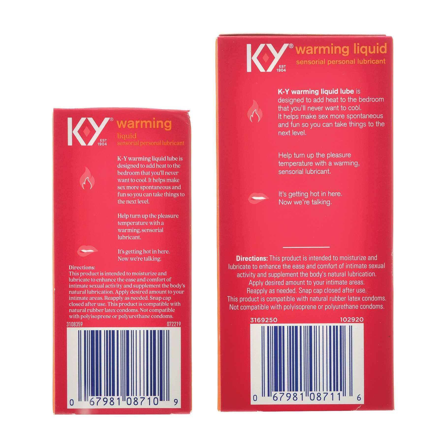 K-Y Warming Liquid back of package
