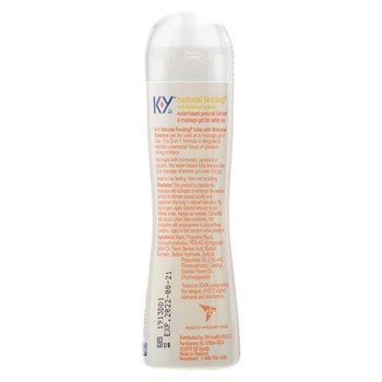 K-Y Natural Feeling Lubricant & Massage Gel back of bottle