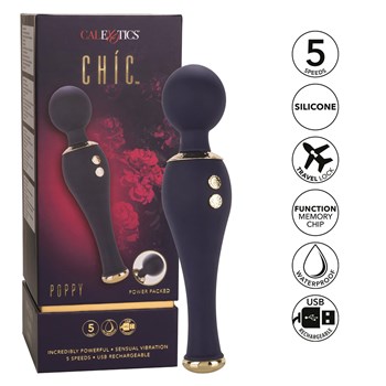 Chic Poppy Wand Massager Package and Features