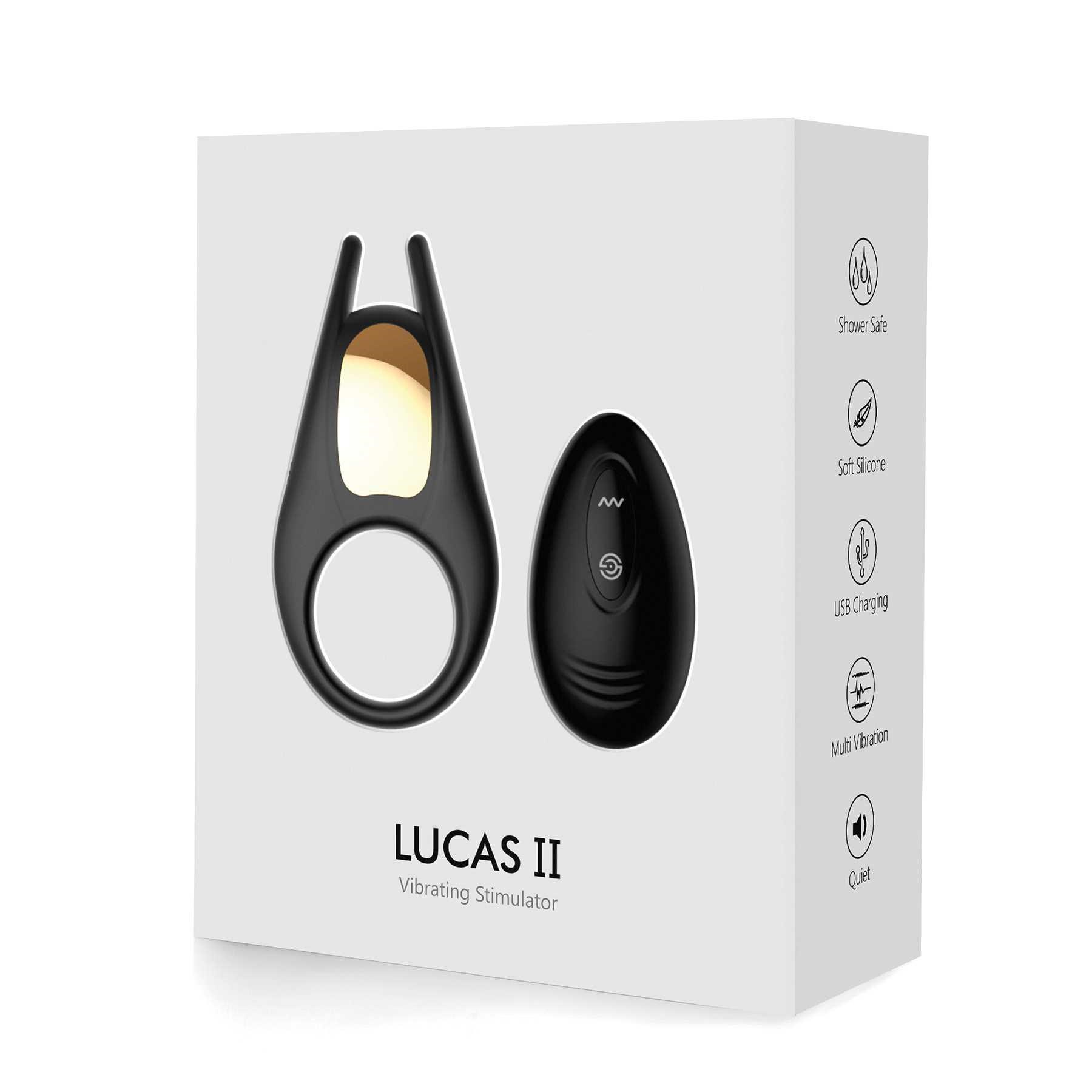 Lucas II Vibrating Couples Ring box packaging