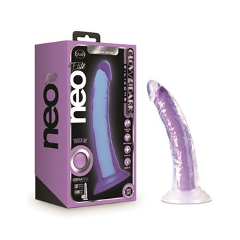 Neo Elite Light Glow-In-The-Dark Dildo Product and Packaging