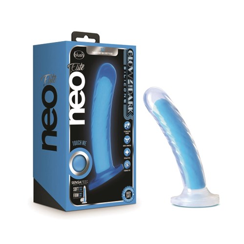 Neo Elite Tao Glow-In-The-Dark Dildo Product and Packaging