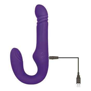 Eve's Ultimate Thrusting Strapless Strap-On Product Shot Showing Where Charger is Placed
