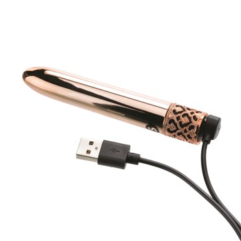 Royal Gems Shiny Classic Rechargeable Slimline Vibrator - Showing Where Charger is Placed