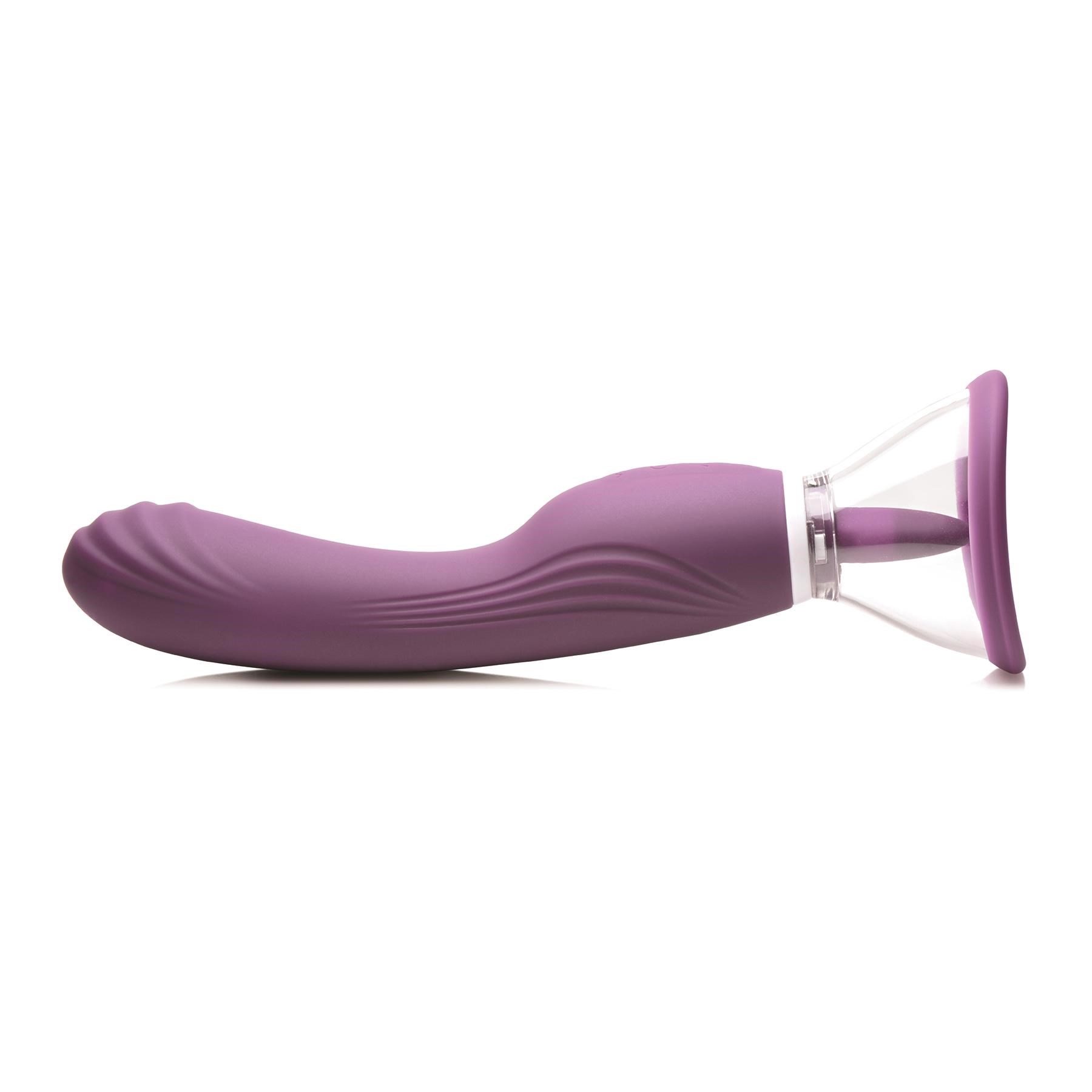 Shegasm Lickgasm Vibrating Pussy Pump - Side Shot with Large Cup