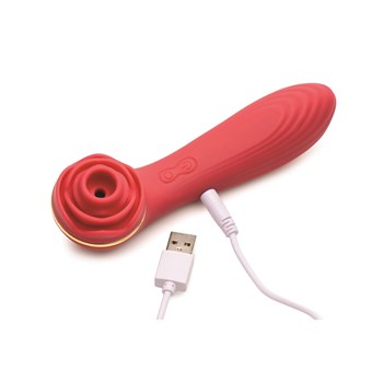 Bloomgasm Passion Petals Suction Rose Vibrator Product Shot Showing Where Charger is Placed