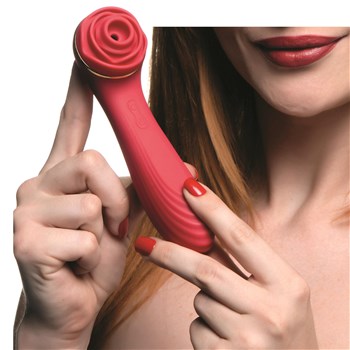 Bloomgasm Passion Petals Suction Rose Vibrator Hand Shot to Show Size
