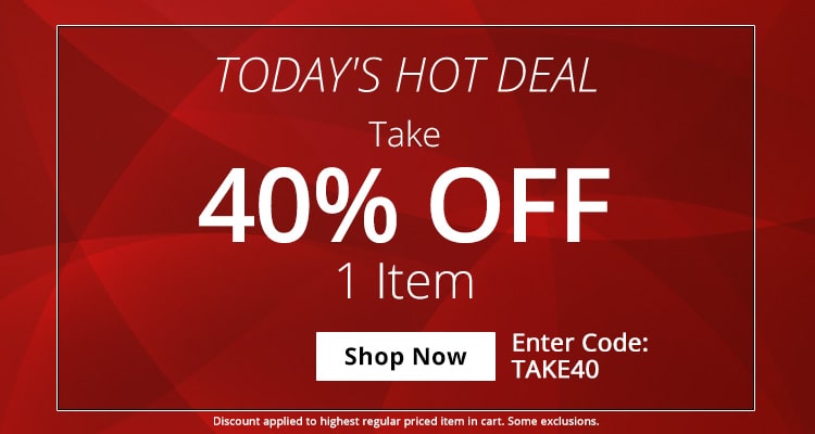 Use Code TAKE40 For 40% Off 1 Item!
