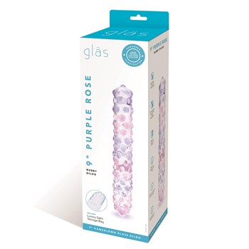 Glas 9 Inch Purple Rose Glass Dildo - Packaging Shot