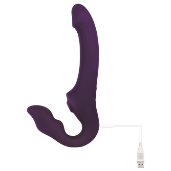 2 Become 1 Strapless Strap-On With Air Pulse Clit Stimulator - Showing Where Charger is Placed