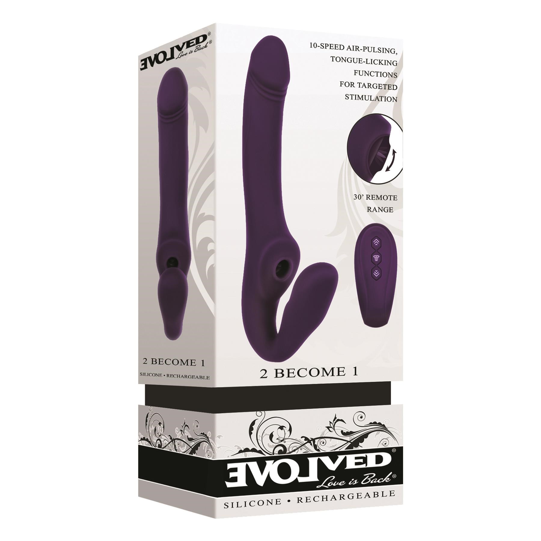 2 Become 1 Strapless Strap-On With Air Pulse Clit Stimulator - Packaging Shot
