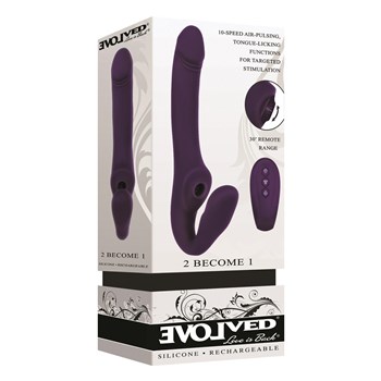 2 Become 1 Strapless Strap-On With Air Pulse Clit Stimulator - Packaging Shot