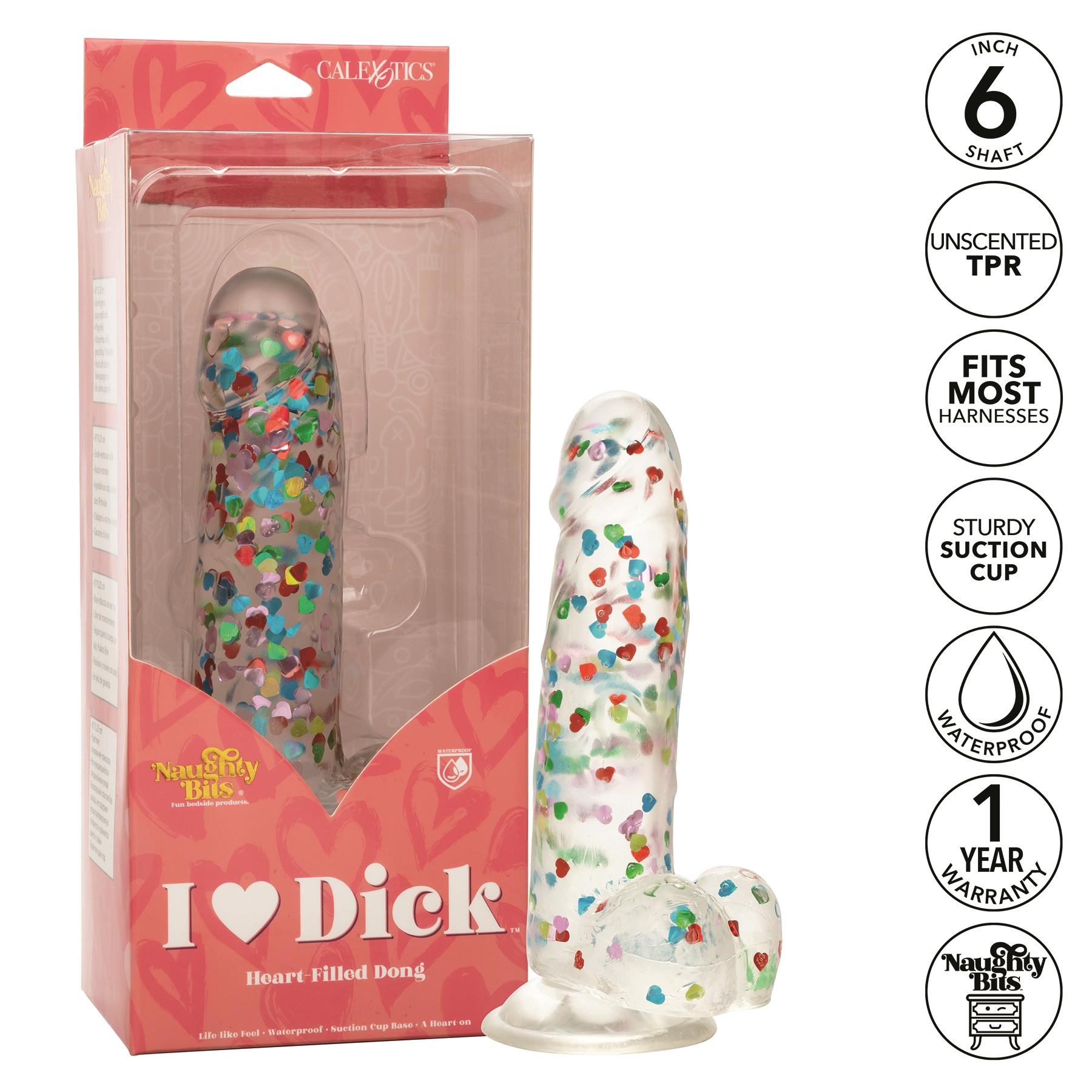 Naughty Bits I Love Dick Heart Filled Dildo - Features