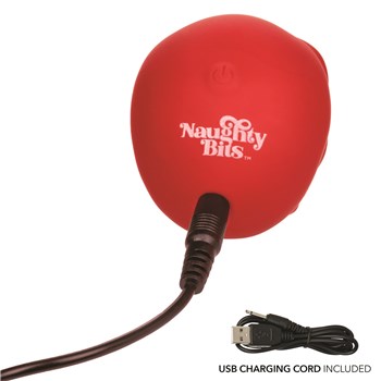 Naughty Bits Bone Head Handheld Massager - Showing Where Charger Cable is Placed