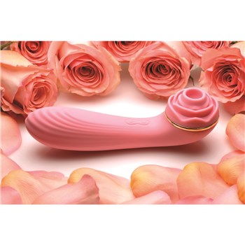 Bloomgasm Passion Petals Suction Rose Vibrator Product Shot with Roses #3 - Pink