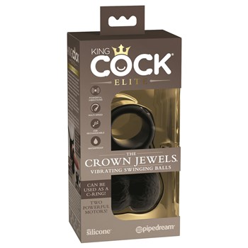 KingCock Elite The Crown Jewels Vibrating Swinging Balls - Front of Packaging