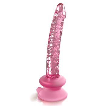 Icicles Realistic Pink Glass Dildo With Suction Cup - Product Shot