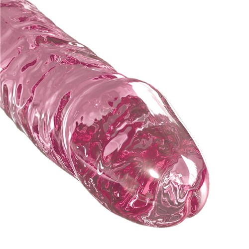 Icicles Realistic Pink Glass Dildo With Suction Cup - Close Up on Tip