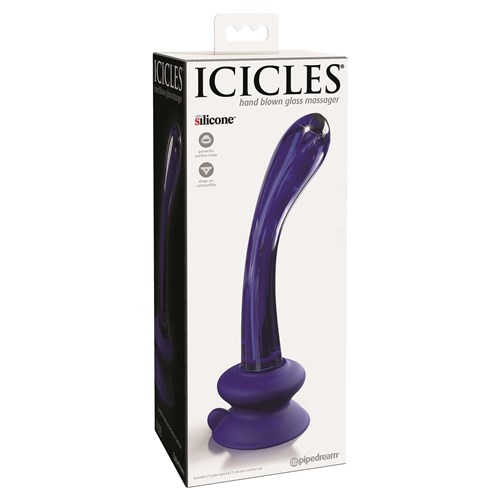 Icicles Blue Glass G-Spot Dildo With Suction Cup