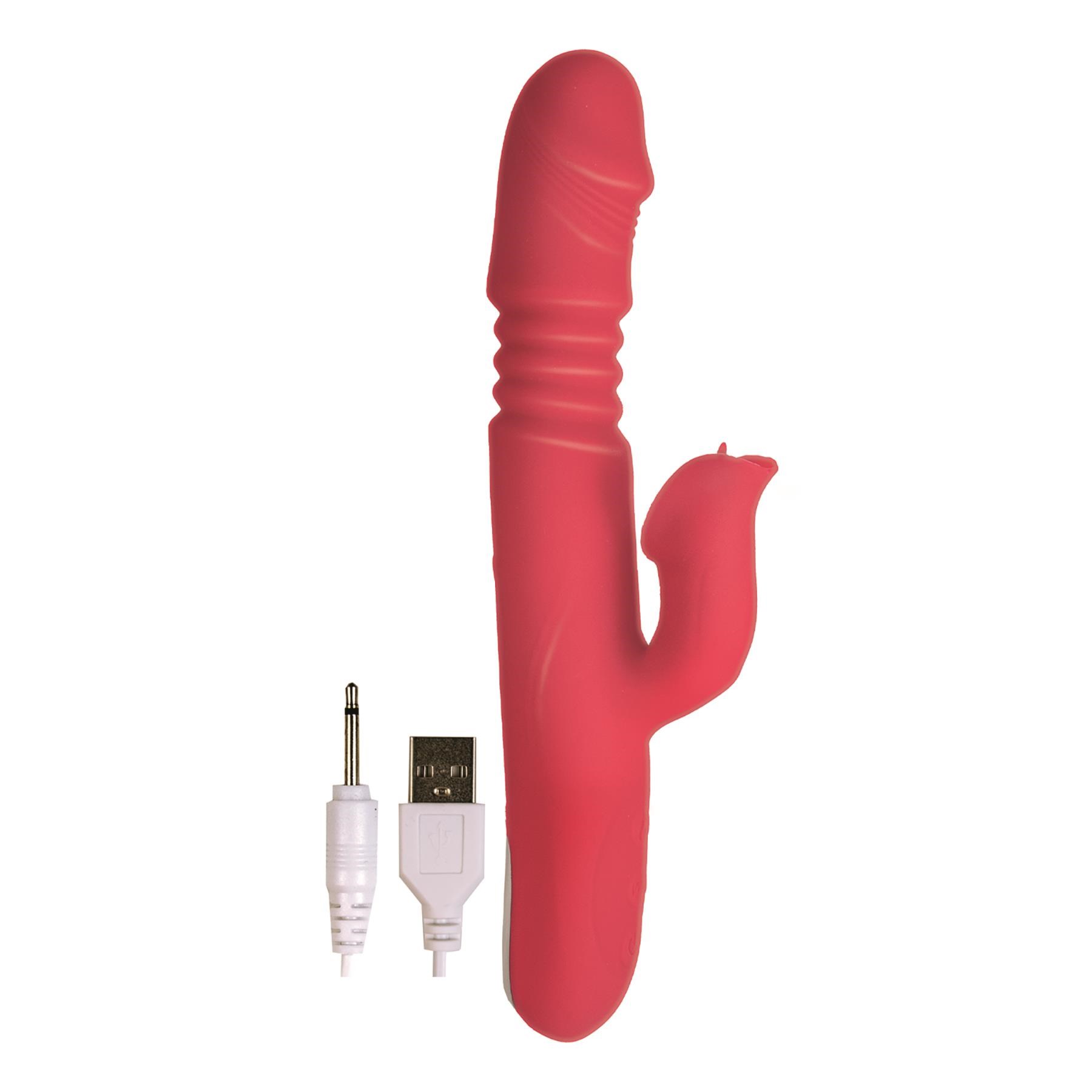Princess Passion Heat Thrusting Dual Stimulator - Product and Charging Cable