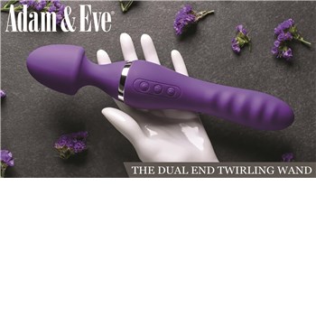 Adam & Eve Dual End Twirling Wand Massager Mannequin Hand Holding Product to Show Size