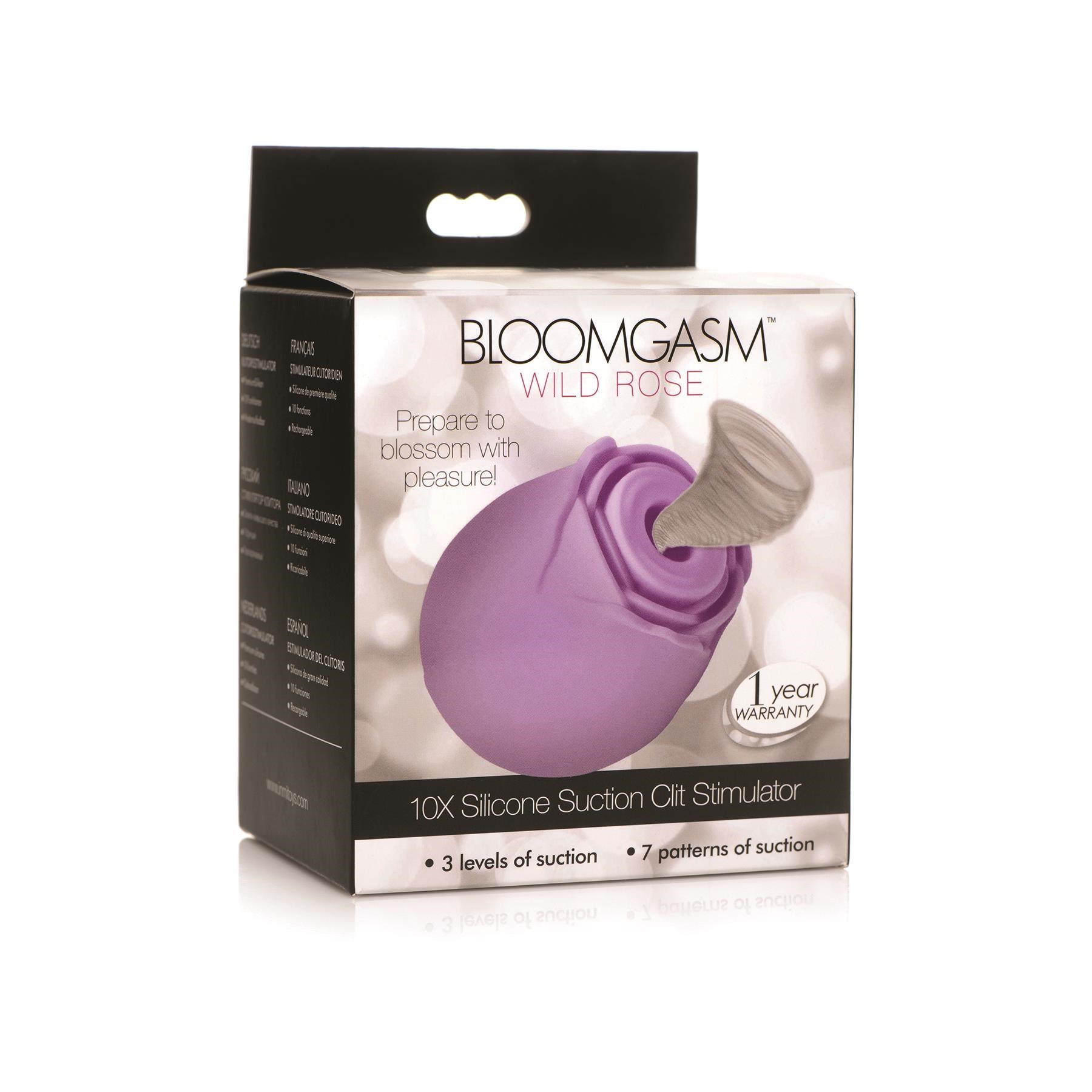 Bloomgasm Suction Rose Clitoral Stimulator Packaging Shot - Purple
