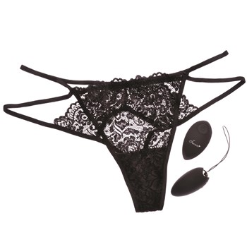 Secrets Open Back Lace Panty and Rechargeable Love Egg - Vibe, Remote, and Panty - QS