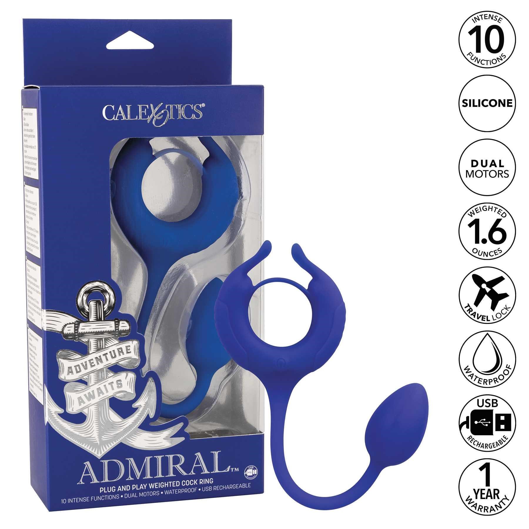 Admiral Plug & Play Weighted Cock Ring with feature listing
