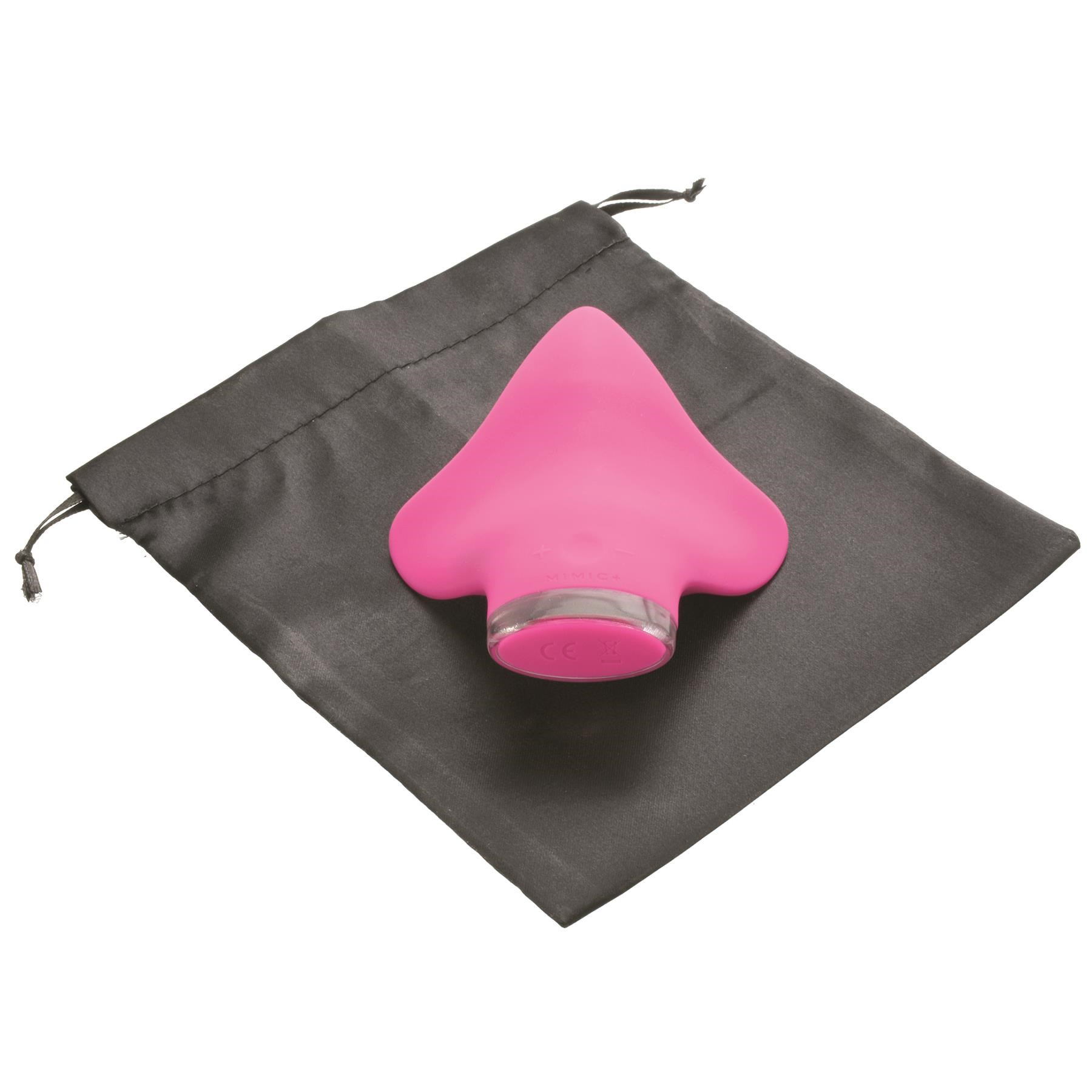 Clandestine Mimic Plus Rechargeable Massager - Product Shot on Storage Bag