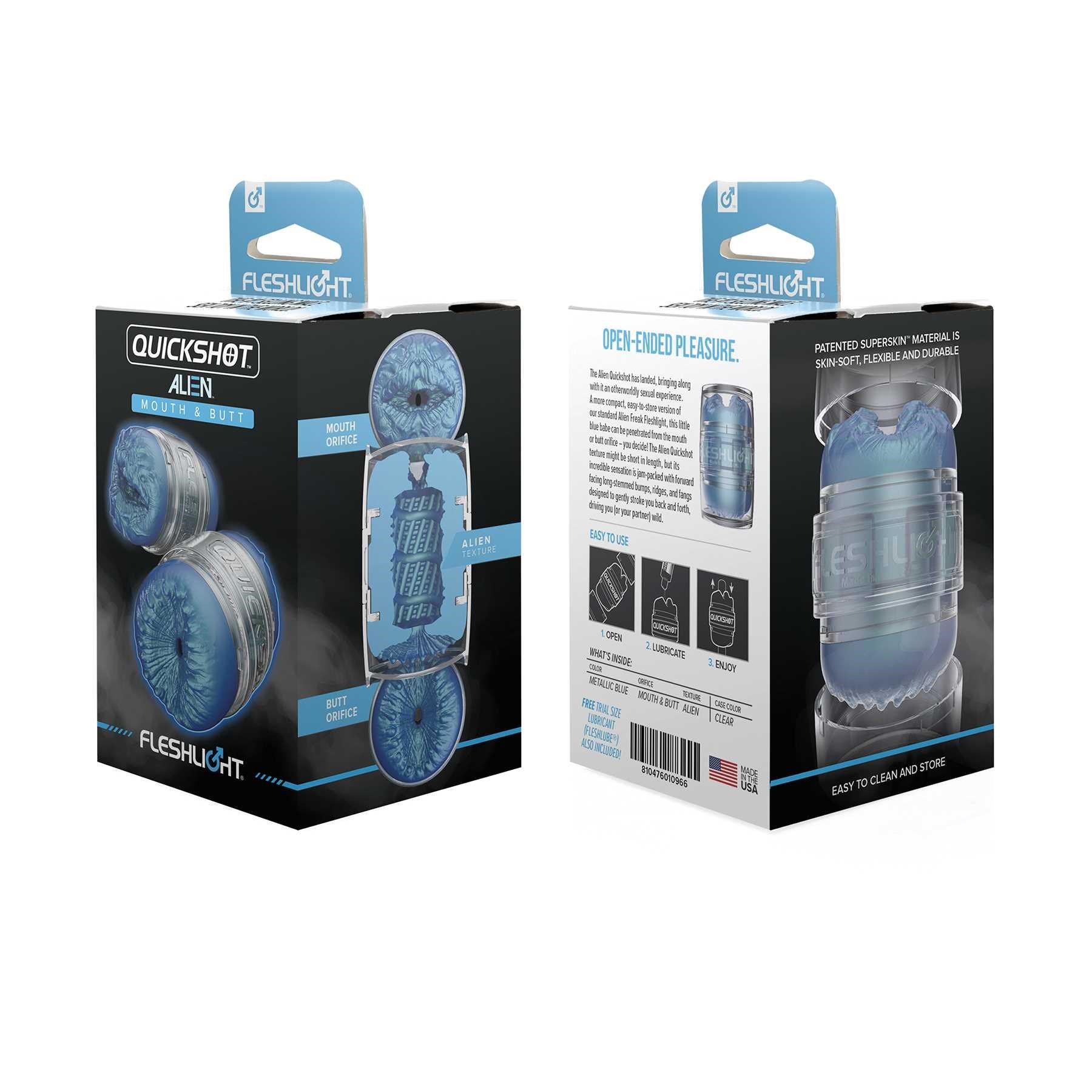 fleshlight quickshot alien mouth & butt product image front and back box packaging