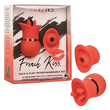 French Kiss Suck & Play Interchangeable Clitoral Set - Product and Packaging Shot