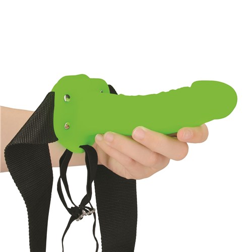 Ouch! Glow In The Dark Realistic 7 Inch Hollow Strap-On - Hand Shot