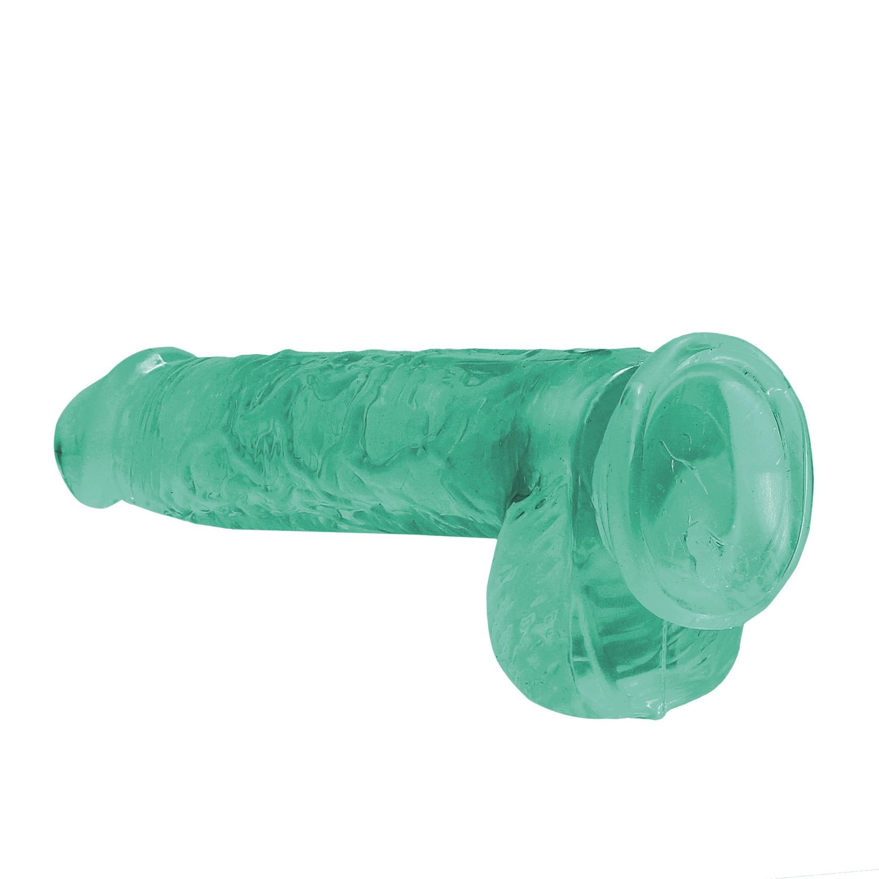 Realrock Realistic Dildo With Balls - 6 Inch - Product Shot Showing Suction Cup