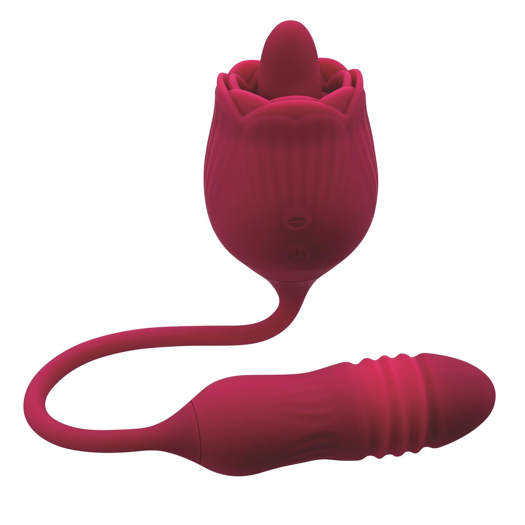 Wild Rose Clitoral Stimulator With Thrusting Bullet - Product Shot #2