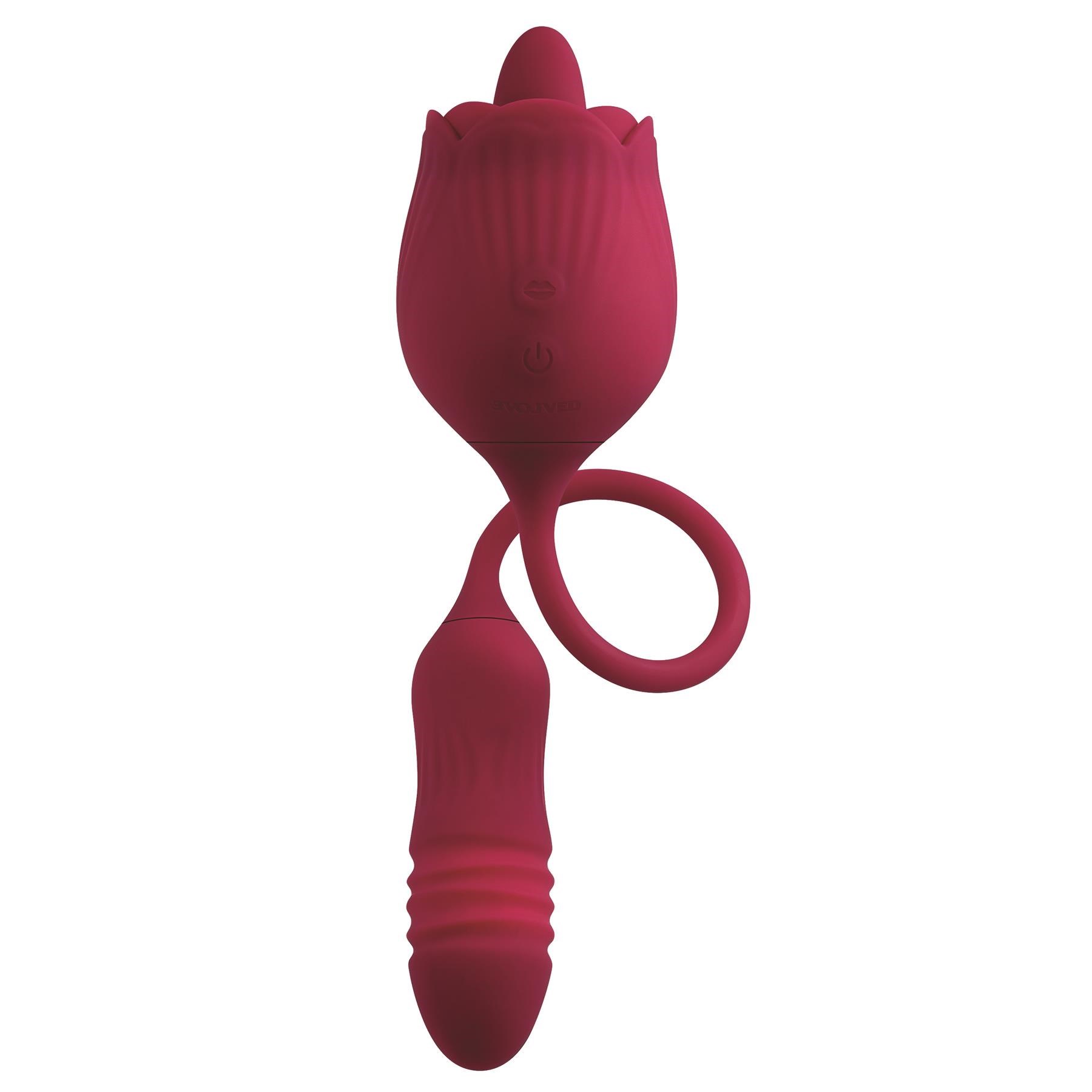 Wild Rose Clitoral Stimulator With Thrusting Bullet - Product Shot #3