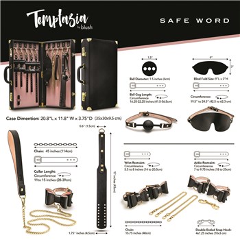 Temptasia Safe Word Bondage Kit with Suitcase - Dimensions