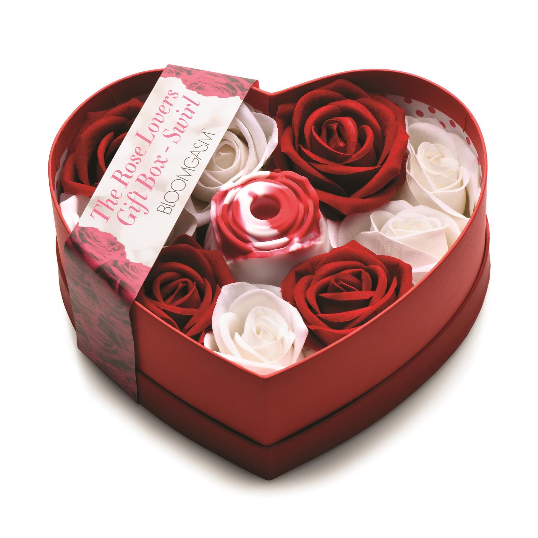 Bloomgasm Rose Lover's Heart Gift Box - Open Box With Vibrator and Petals