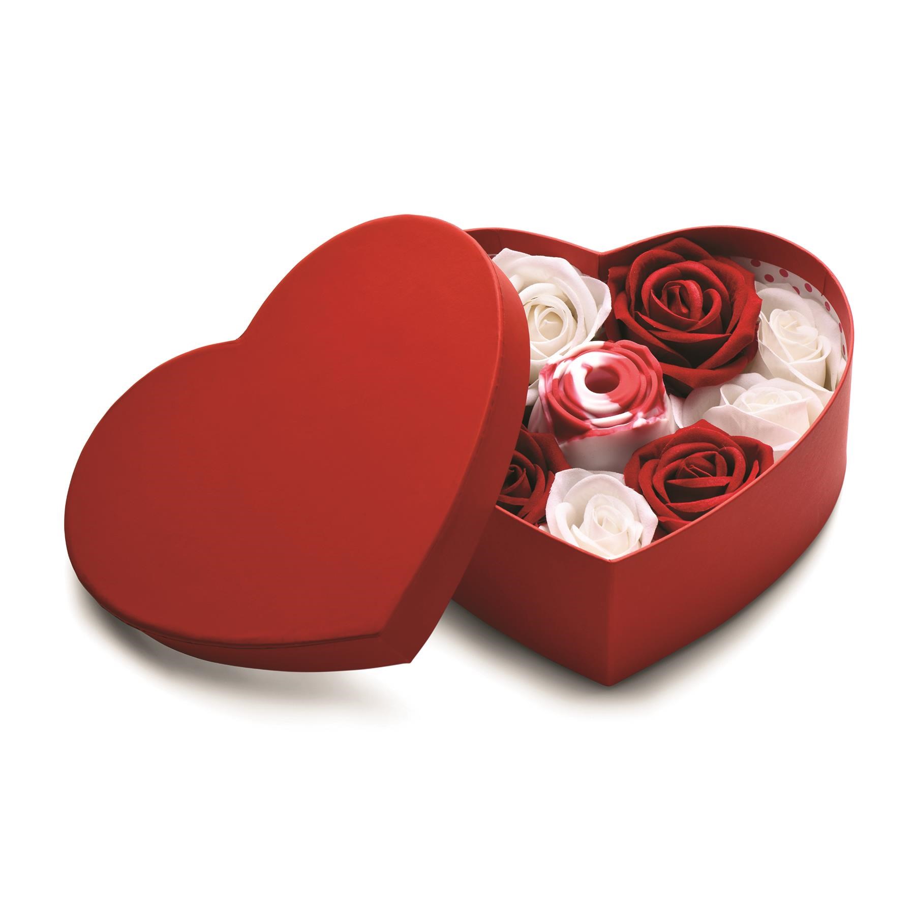 Bloomgasm Rose Lover's Heart Gift Box - Open Box With Vibrator and Petals