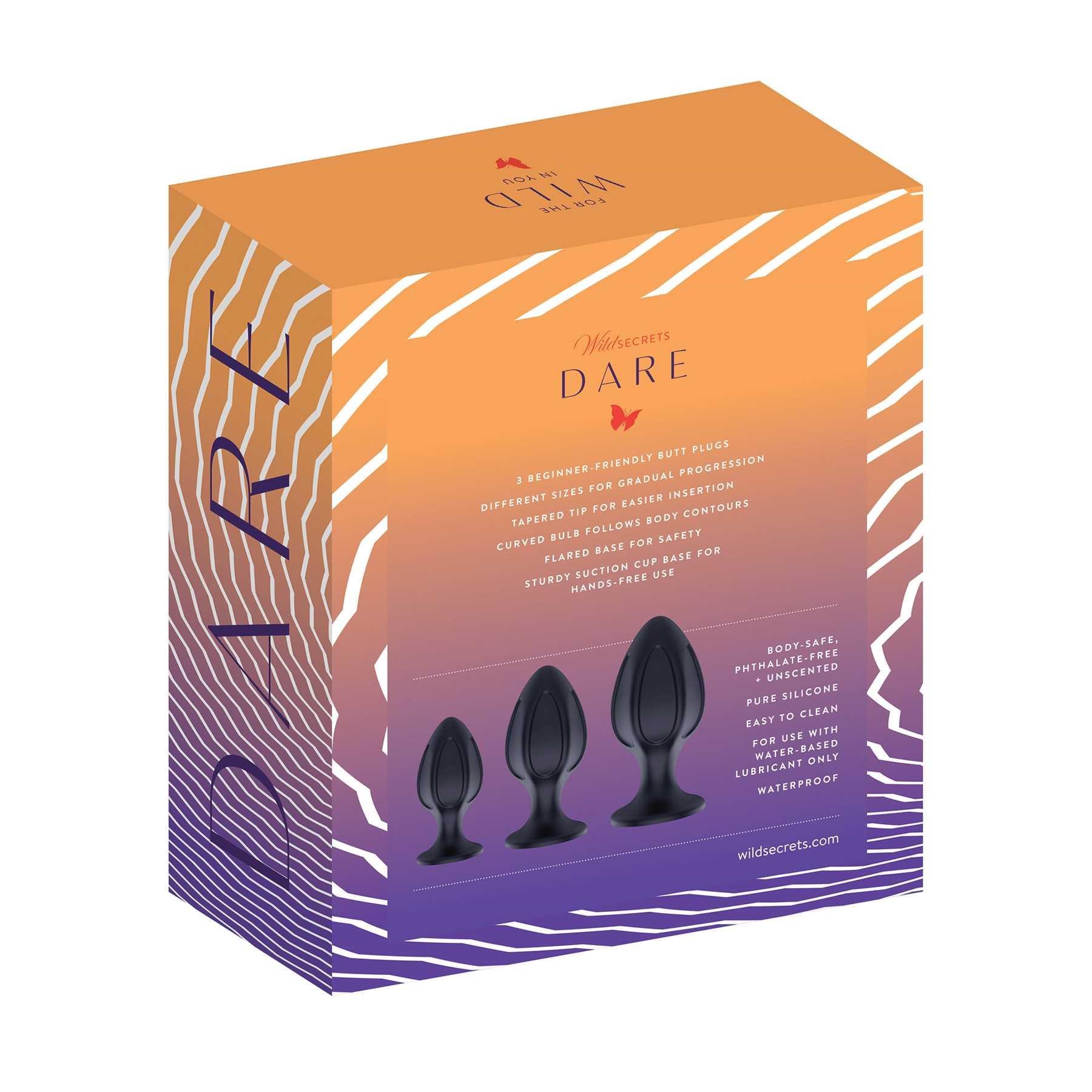 Wild Secrets Dare Silcone Anal Trainer Kit back box packaging