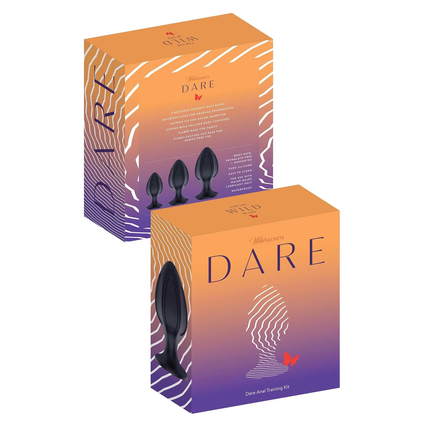 Wild Secrets Dare Silcone Anal Trainer Kit front and back packaging