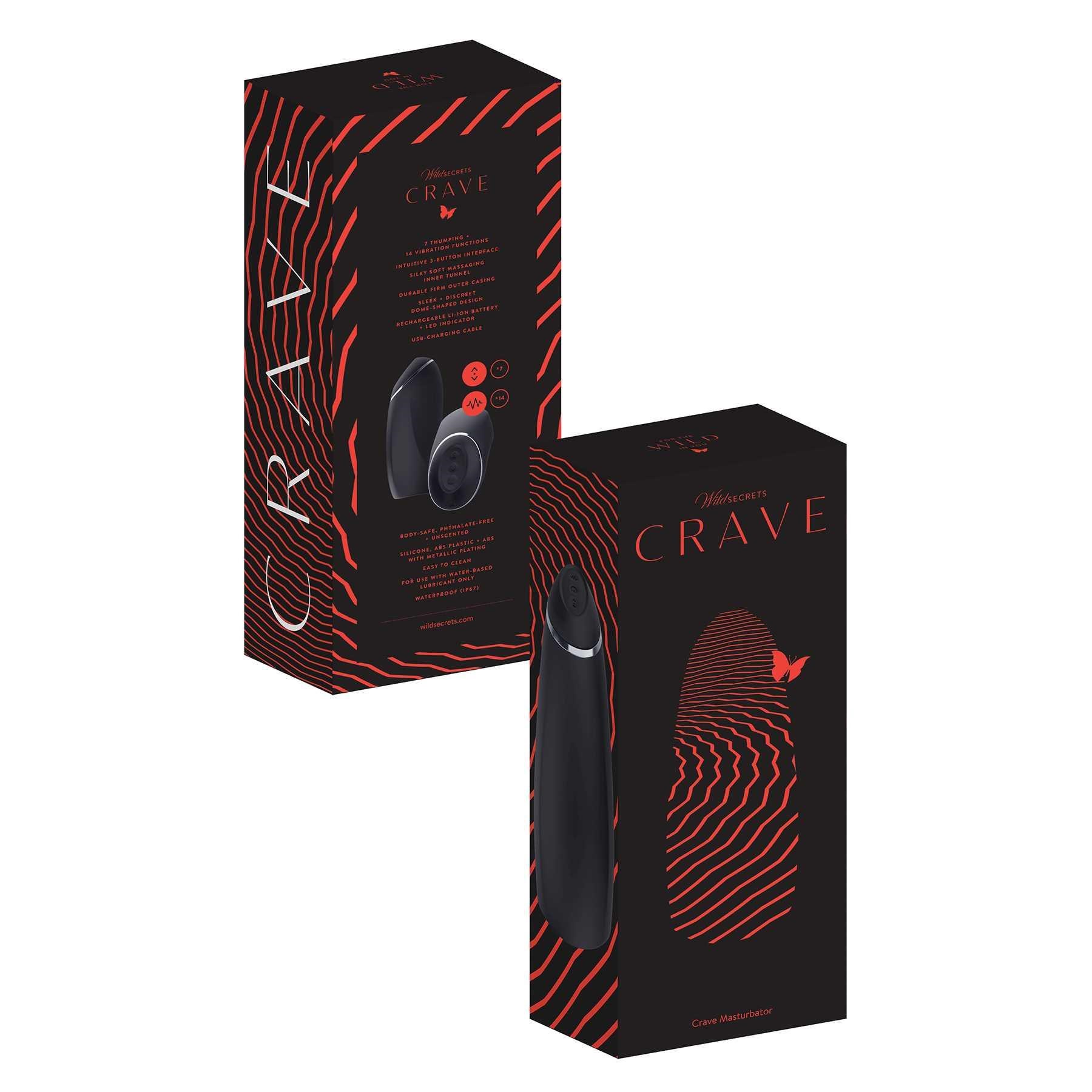 Wild Secrets Crave Thumping & Vibrating Masturbator front and back packaging