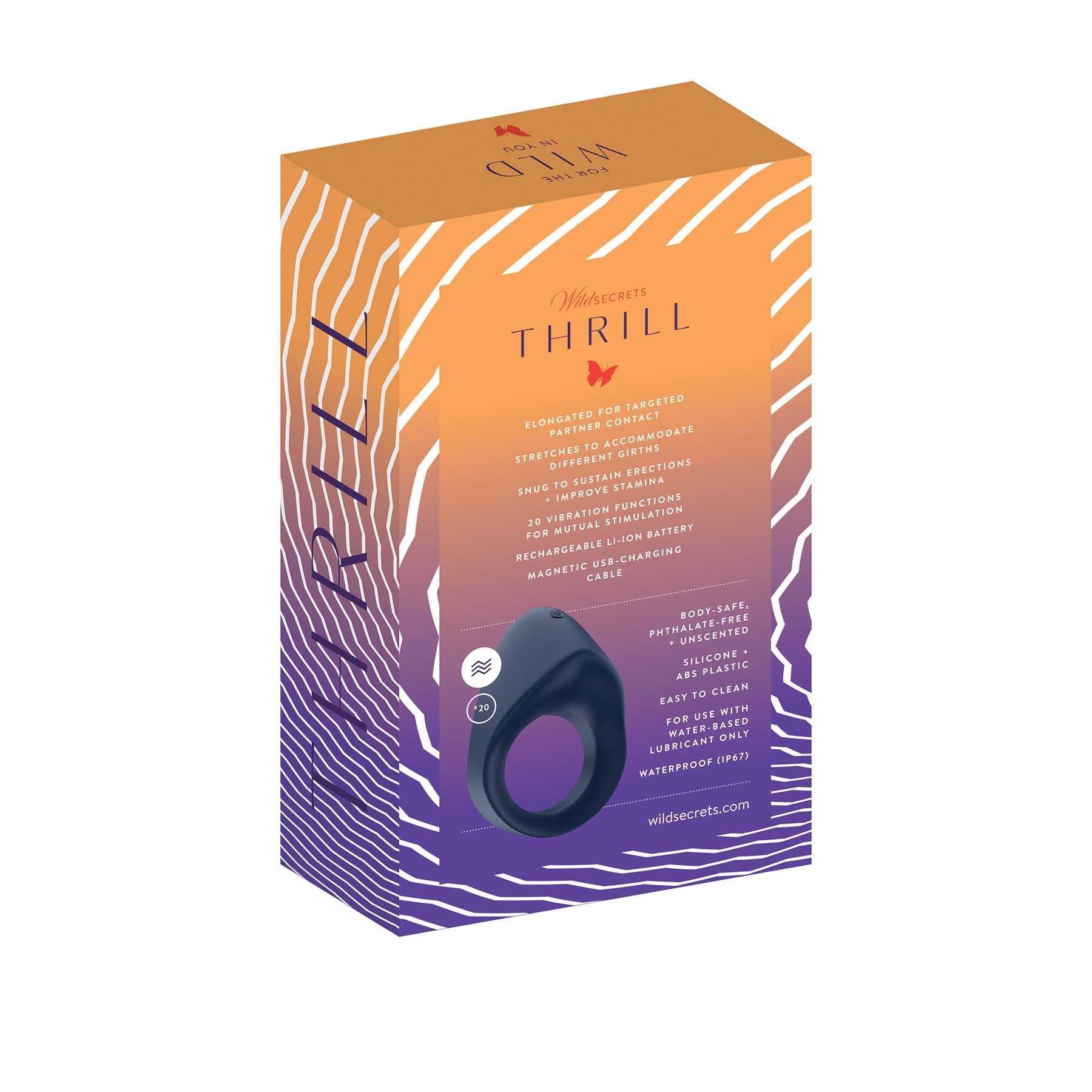 Wild Secrets Thrill Vibrating Couples Ring back box packaging