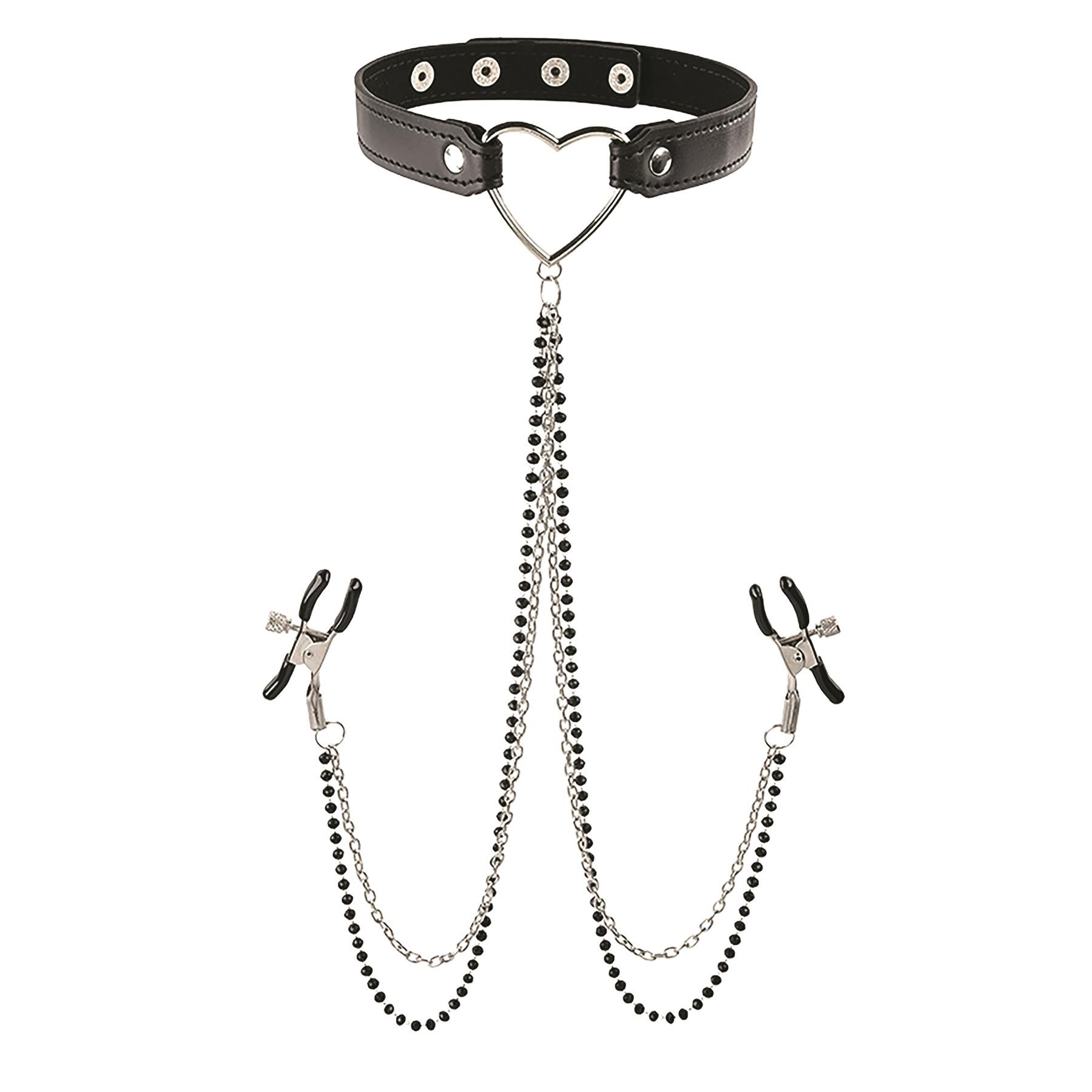 Sex & Mischief Amor Collar With Nipple Clamps - Product Shot