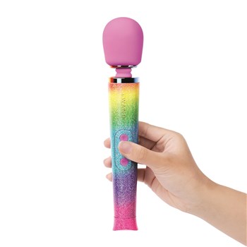 Le Wand All That Glitters Ombre Wand Massager - Hand Shot to Show Size