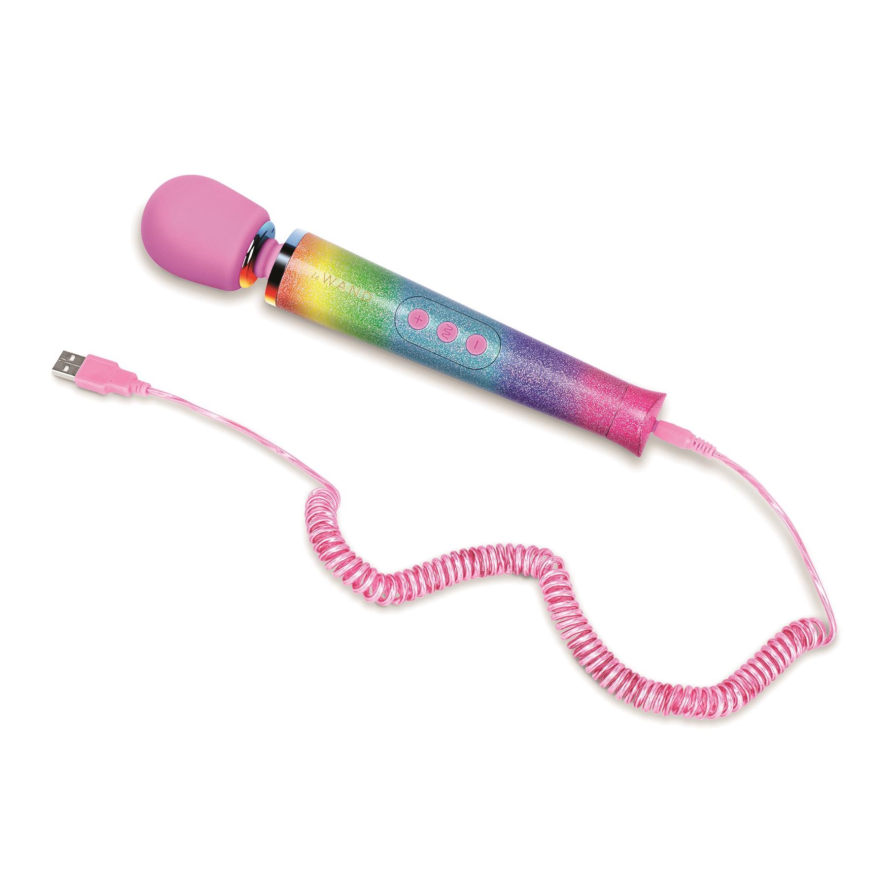 Le Wand All That Glitters Ombre Wand Massager - Showing Where Charging Cord is Placed