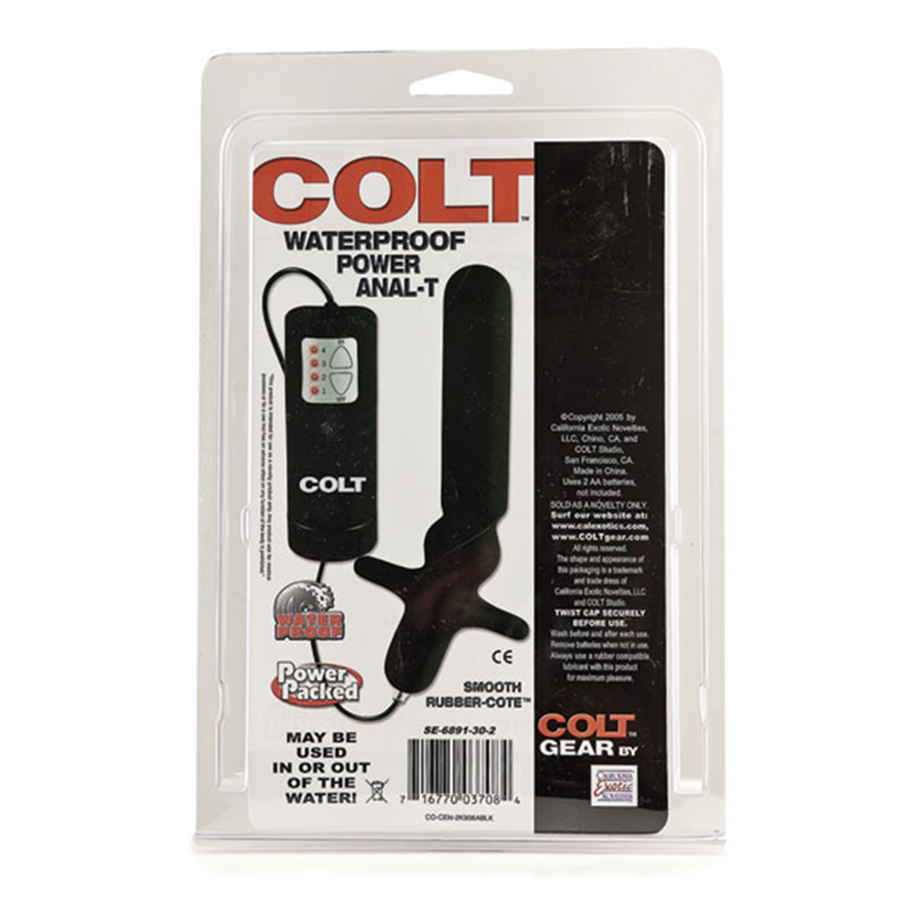 Colt Waterproof Anal T back of packaging