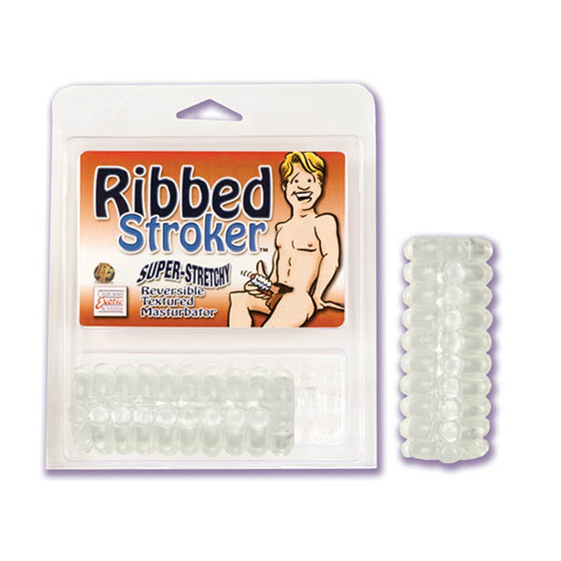 clear ribbed stroker masturbator with package