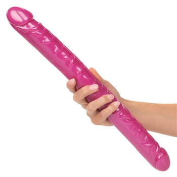 Size Queen 17 Inch Double Dong - Hand Shot - Pink